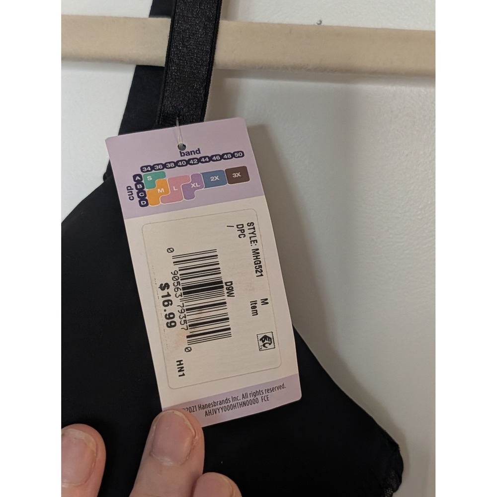 Hanes Oh So Light Comfort Wire-Free Bra Black MHG521 Mesh Convertible Straps M - Picture 5 of 7